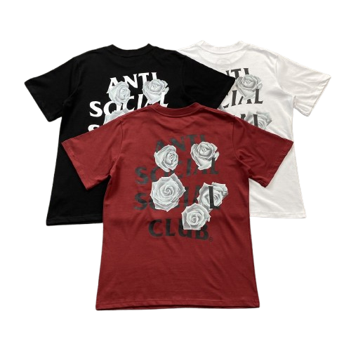 ANTI SOCIAL SOCIAL CLUB Rose T-Shirt Black, White, Red T-Shirt