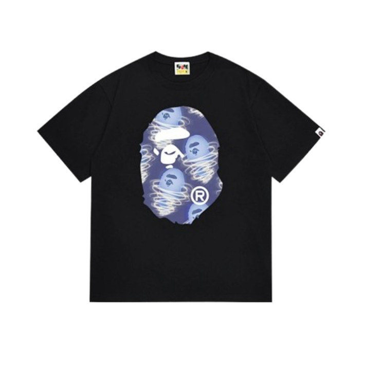 A Bathing Ape BAPE Tornado Ape Head T-Shirt Black T-Shirts