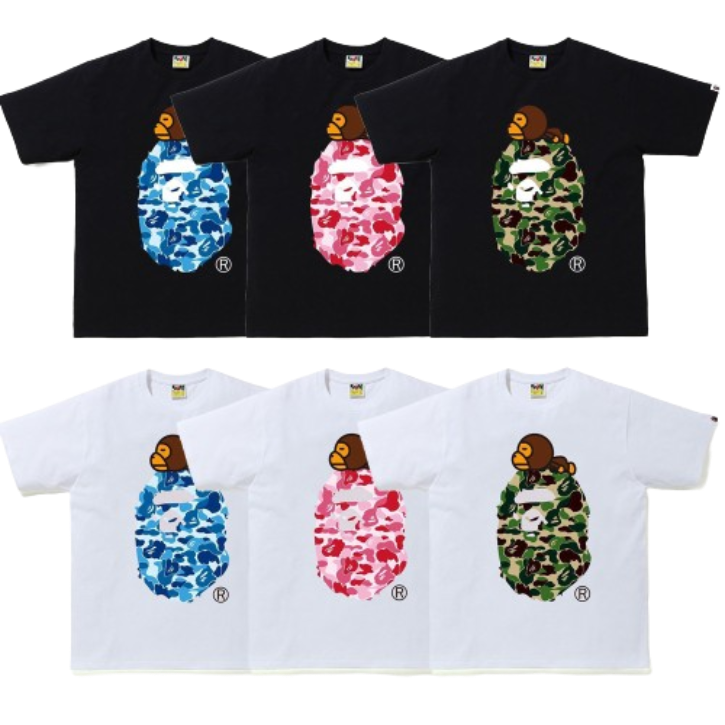 A Bathing Ape Baby Milo Camo Ape Head T-Shirt - Black/White - T-Shirts