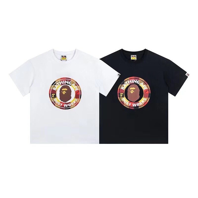A Bathing Ape Busy Works Logo Tee - White/Black