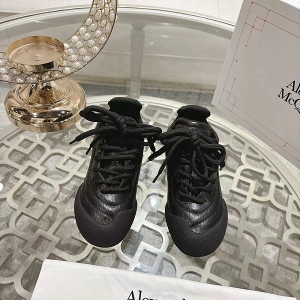 Alexander McQueen Leather Sneakers Black Shoes