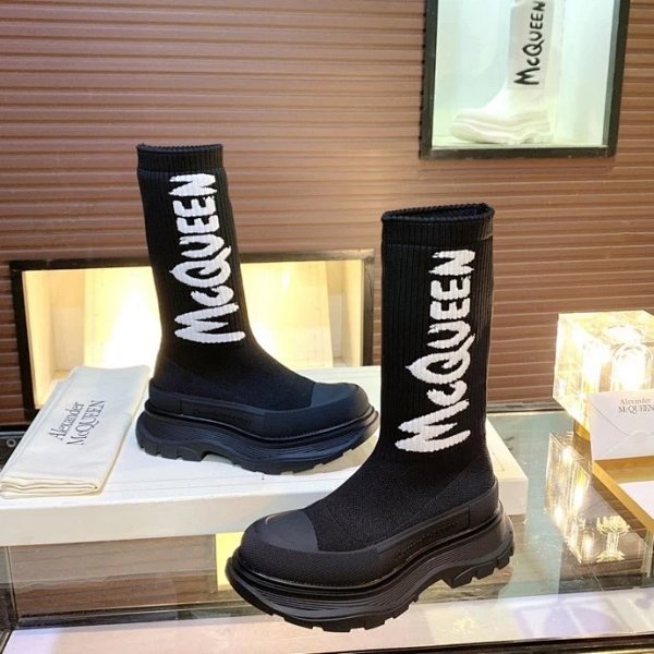 Alexander McQueen Sock Boots Black Shoes