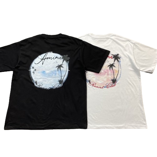 Amina Desert Club Palm Graphic T-Shirt Black White T-Shirts