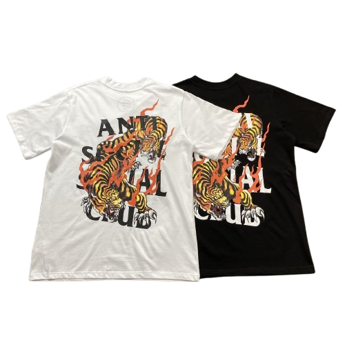 Anti Social Social Club Tiger Graphic T-Shirt Black White T-Shirts