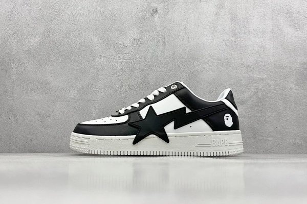 BAPE BAPE STA Black and White Shoes