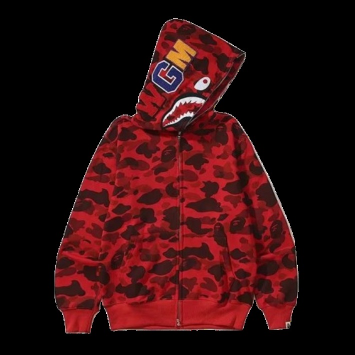 BAPE Camo Shark Hoodie Red Hoodie