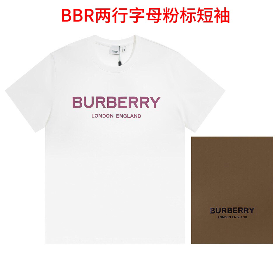 BURBERRY Two-Line Logo Pink Print White