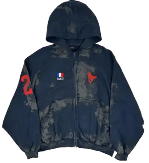 Balenciaga Dirty Blue Polo Zip Up Hoodie