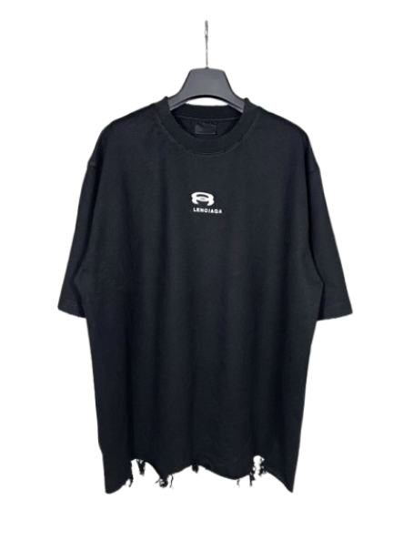 Balenciaga Distressed Logo T-Shirt Black T-Shirts