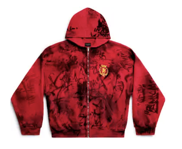 Balenciaga Skater Zip Up Hoodie Red