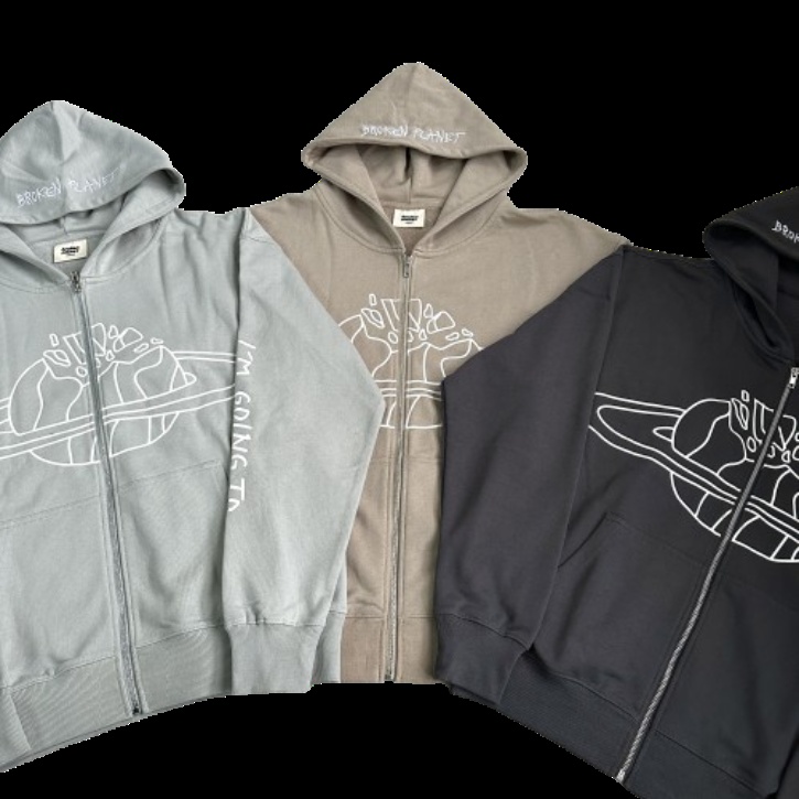 Broken Planet I'm Going To Hoodie Light Grey Beige Black Hoodies