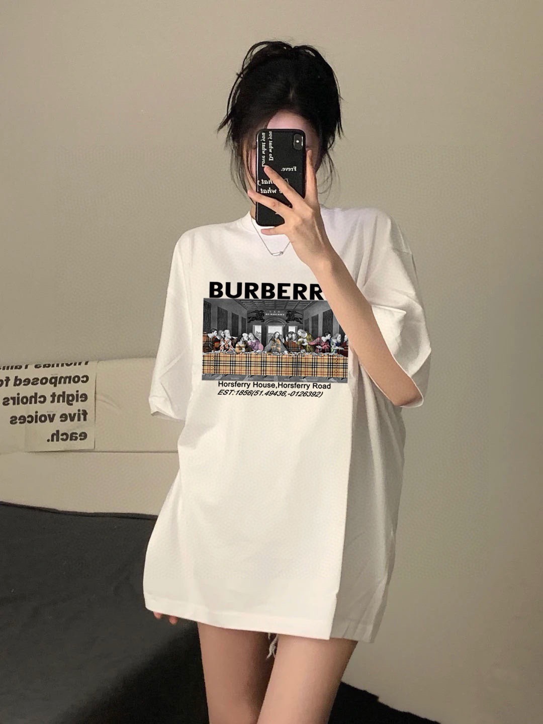 Burberry Graphic Print Oversized White