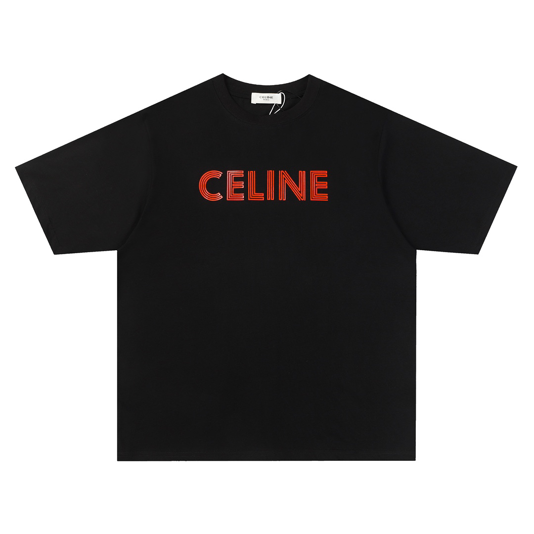 CELINE Black with Red Striped Logo