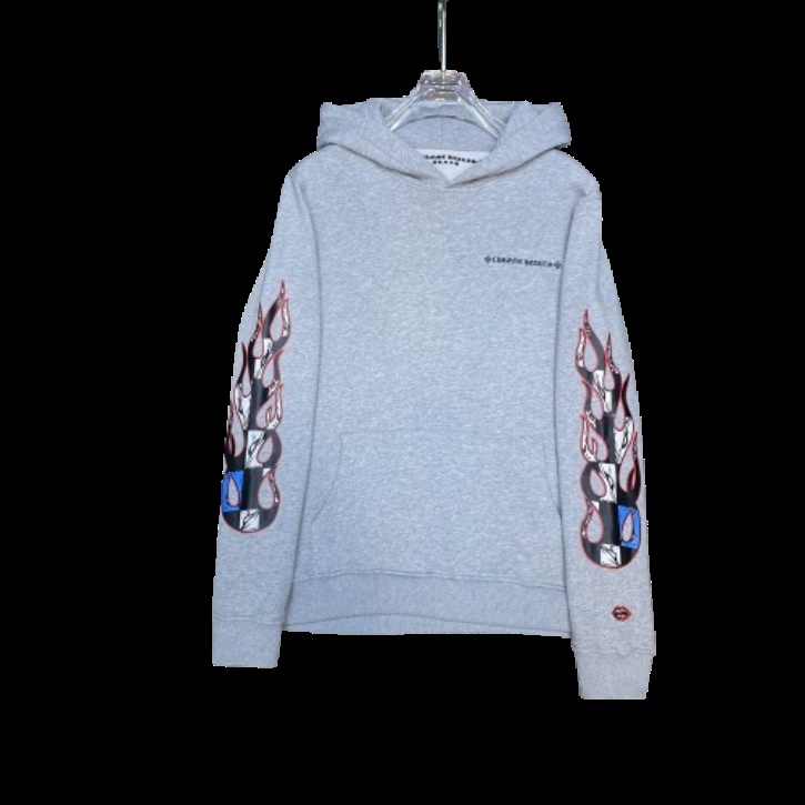 CROOKS & CASTLES Flame Sleeve Hoodie Gray Hoodie