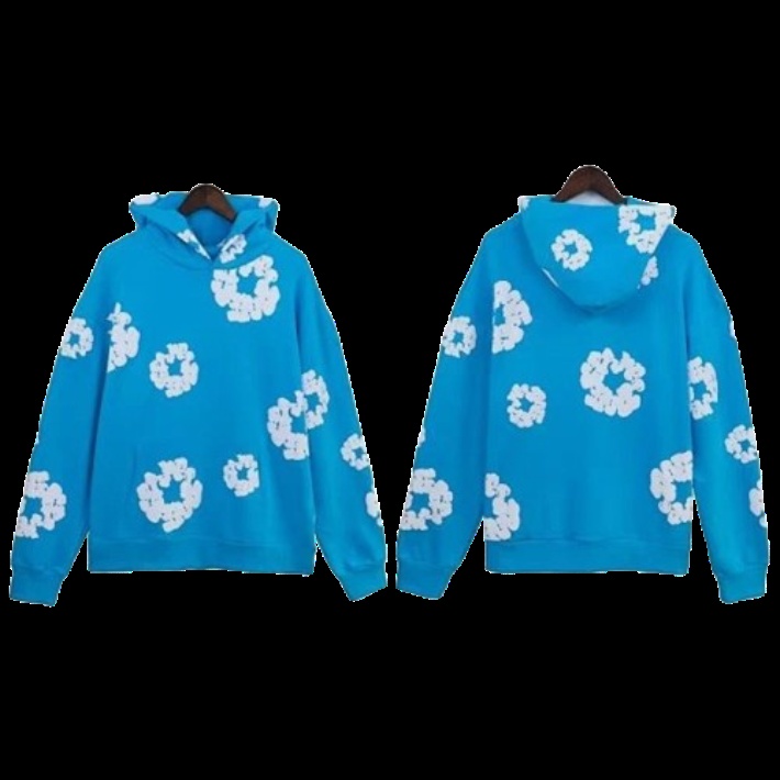 Cloud Print Hoodie, Blue, Hoodies