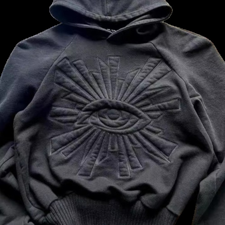 Eye Embroidered Black Hoodie