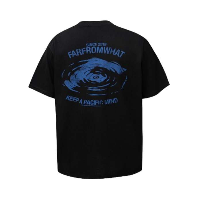 FARFROMWHAT T-shirt Black with Ripple Graphic T-Shirts