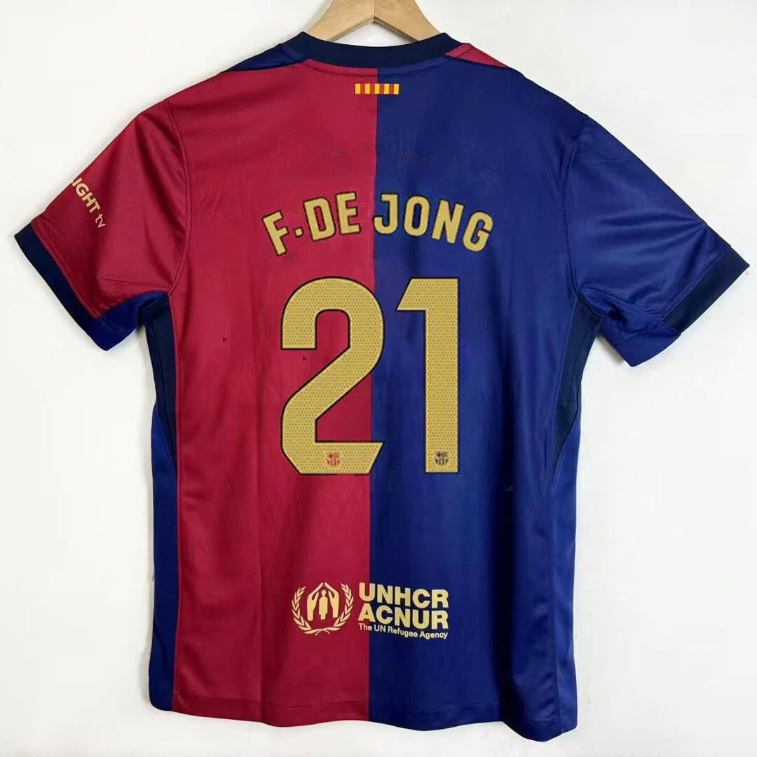 FC Barcelona F. De Jong #21 Home Jersey Red and Blue
