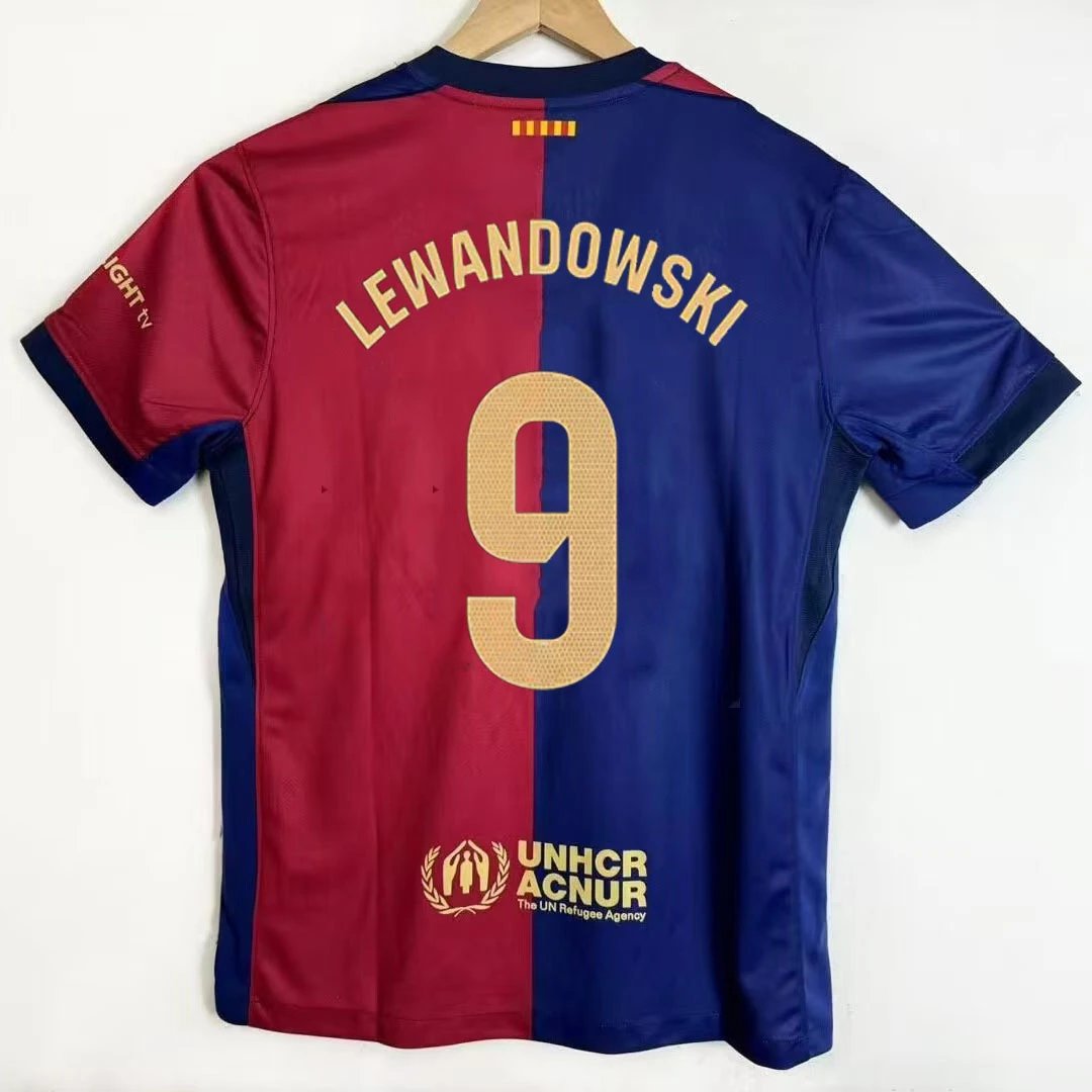FC Barcelona Lewandowski #9 Home Jersey 2023/24 Red and Blue
