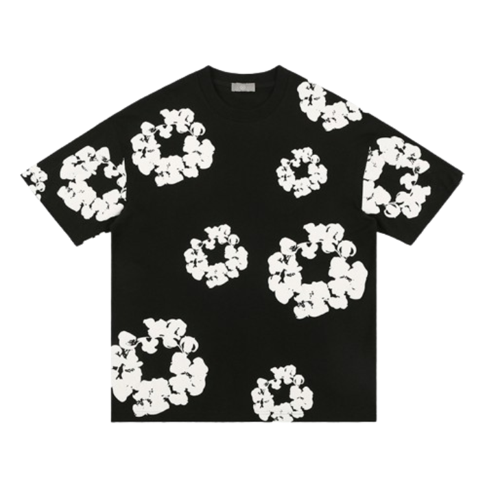Floral Print Black T-Shirt