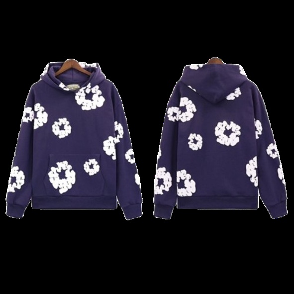 Flower Pattern Hoodie Purple Hoodie