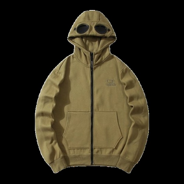 GP Zipper Hoodie with Goggles Khaki Hoodies