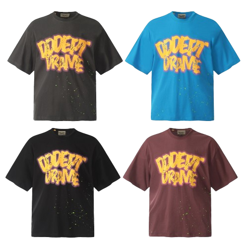 Graffiti Print T-Shirt - Black, Blue, Brown, Gray - T-Shirts