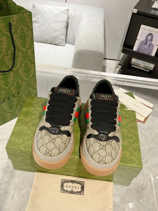 Gucci GG Monogram Sneakers Green, Red, Shoes