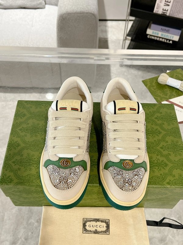 Gucci GG Screener Sneakers White Green Shoes
