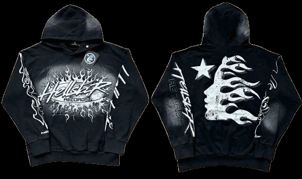 Hellstar Records Flame Graphic Hoodie Black Hoodies