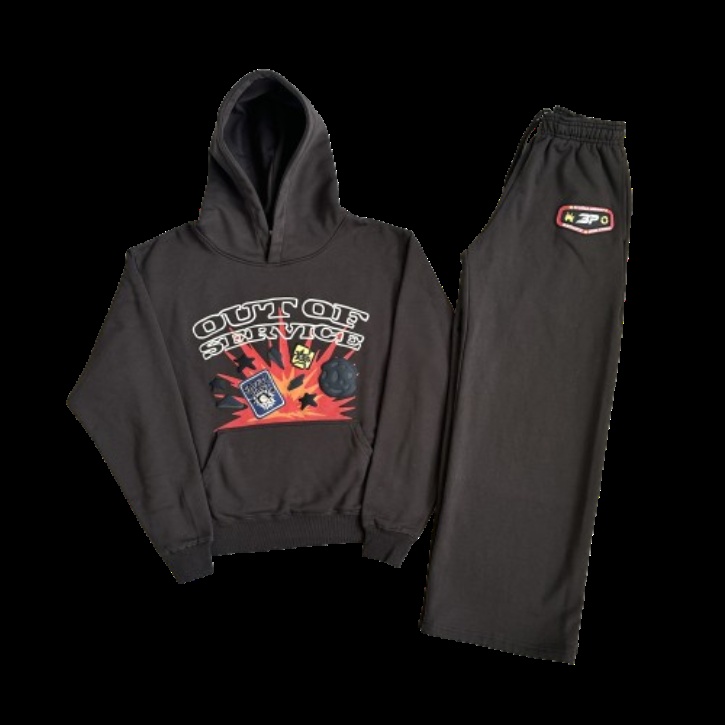 KSP0 OUT OF SERVICE Hoodie and Pants Set Dark Gray Hoodies