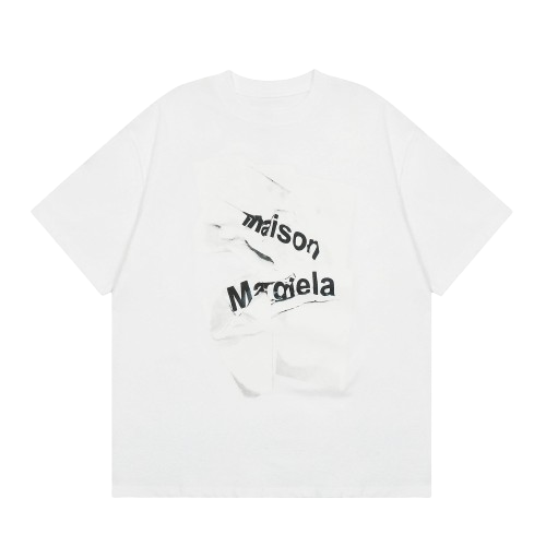 Maison Margiela Crinkled Logo T-Shirt White T-Shirts