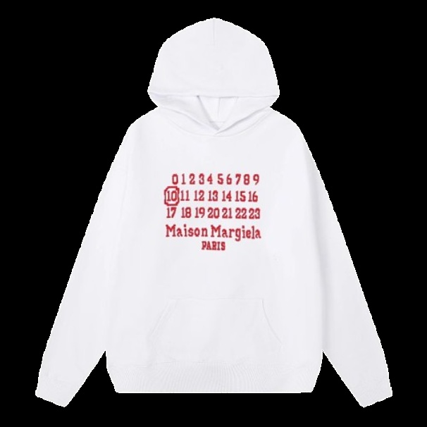 Maison Margiela Hoodie with Numbered Print White Hoodie