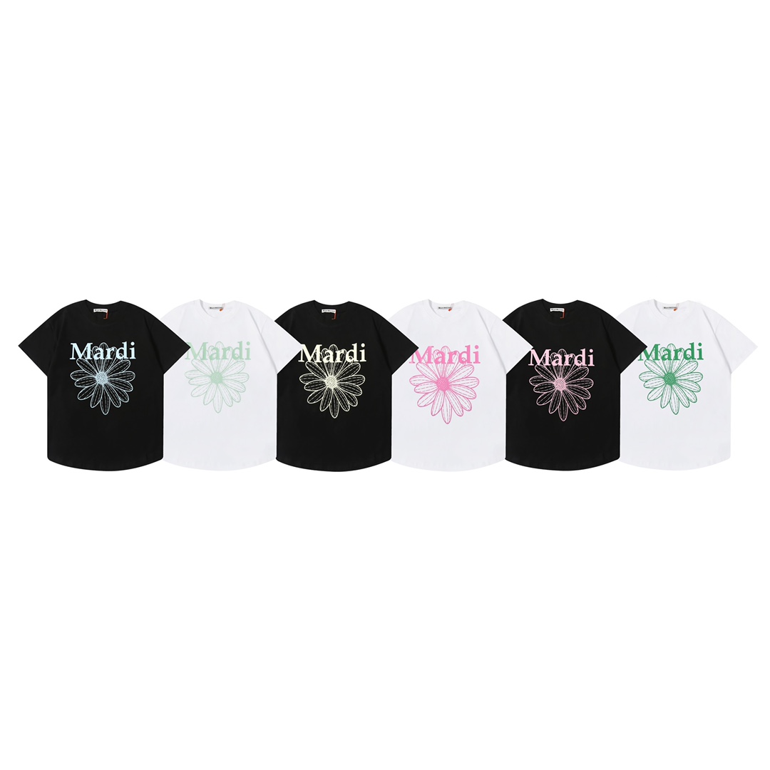 Mardi Flower Embroidered Black White Green Pink