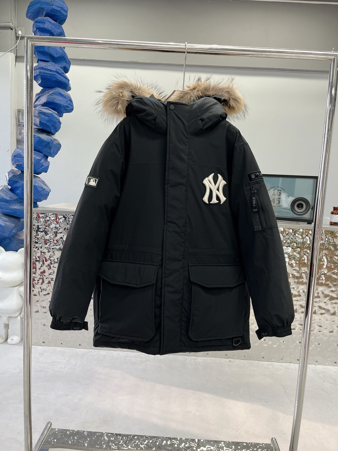 Mens and Womens Hooded Vintage Old Flower Down Jacket