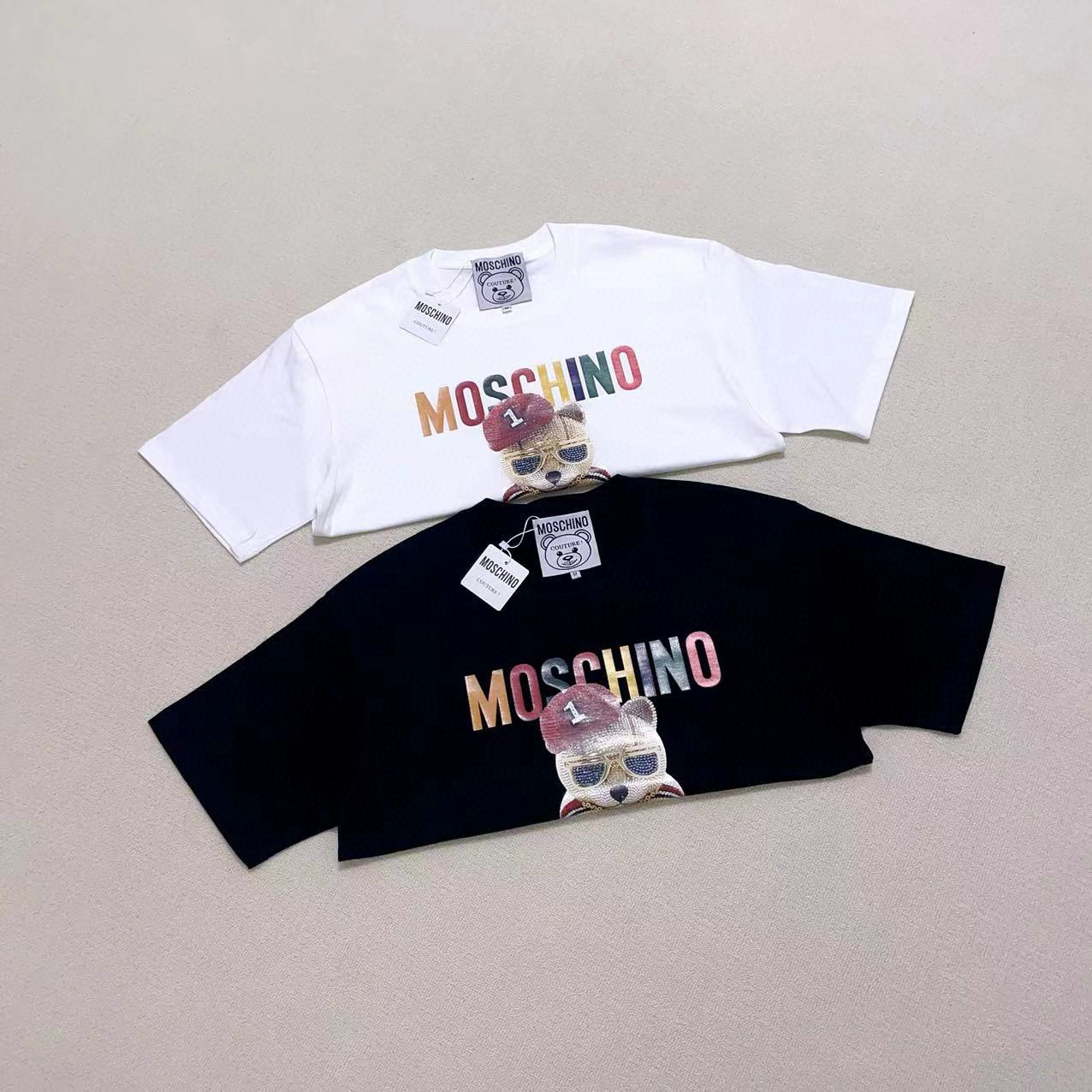 Moschino Teddy Bear Print White & Black