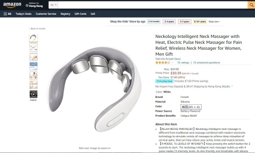 Neckology Intelligent Neck Massager with Heat, Wireless Neck Massager for Pain Relief, White, Mise