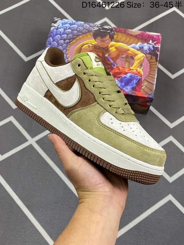 Nike Air Force 1 Green, Brown, White Shoes