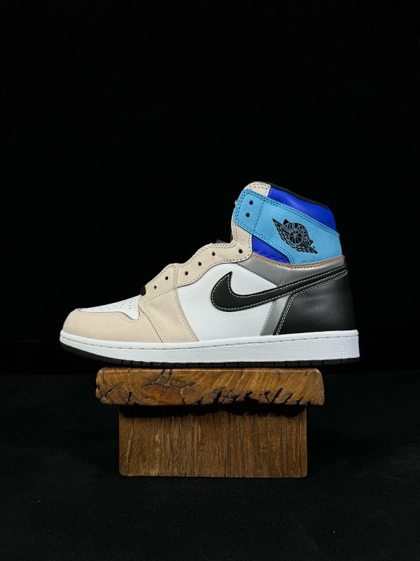 Air Jordan 1 Beige Black Blue Shoes