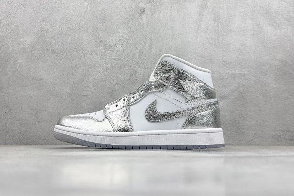 Nike Air Jordan 1 Metallic Silver White Shoes