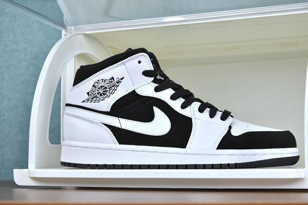 Nike Air Jordan 1 Mid Black & White Shoes