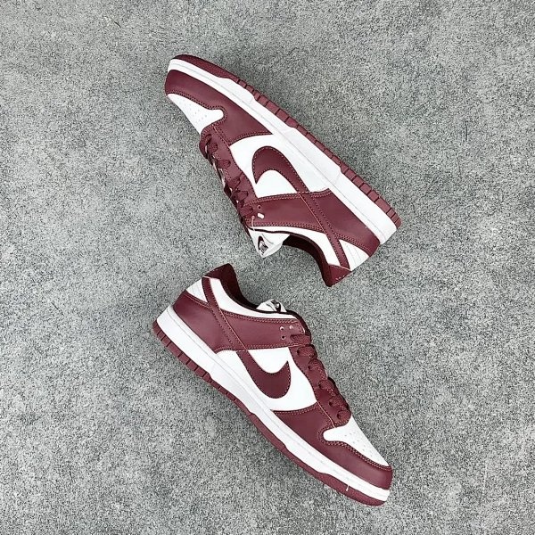 Nike Dunk Low Burgundy and White Shoes