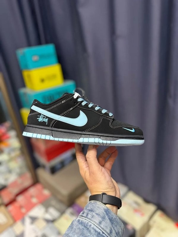 Nike Dunk Low Stussy Black and Blue Shoes