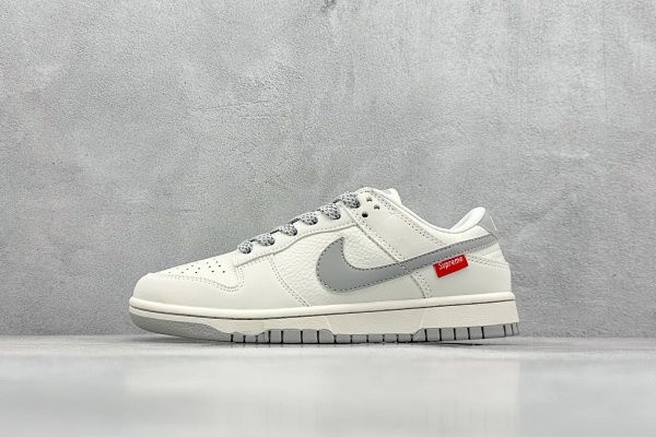 Nike Dunk Low Supreme White Gray Shoes
