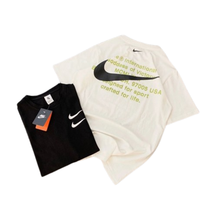 Nike T-shirt Black White Swoosh Logo T-Shirts