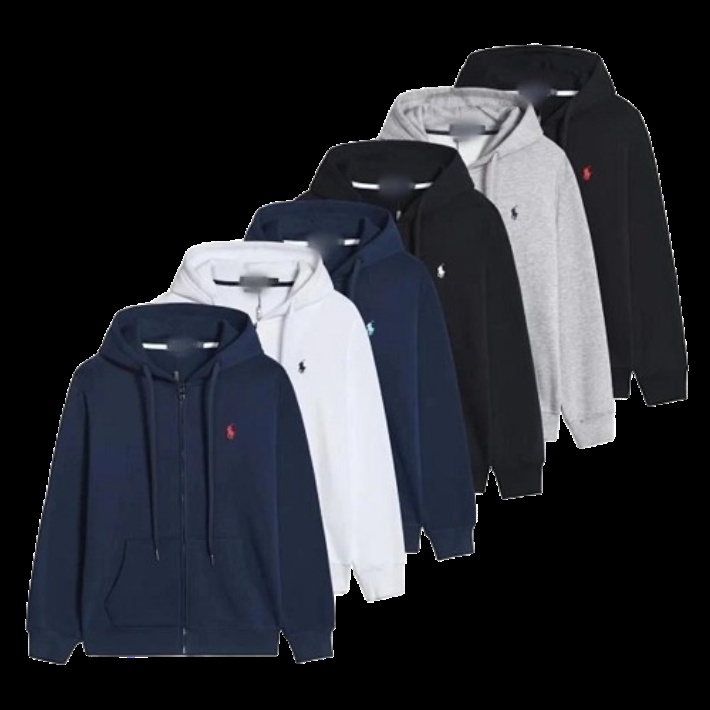 Polo Ralph Lauren Hooded Zip-Up Sweatshirt Navy Blue, White, Grey, Black Hoodie