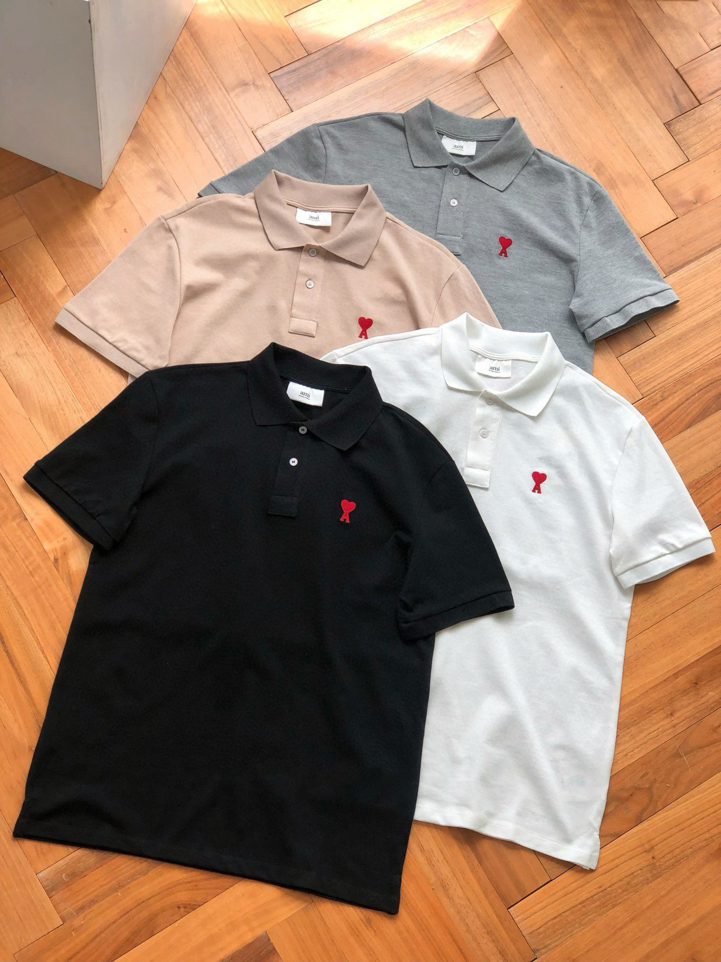 Polo Shirt with Red Heart Embroidery