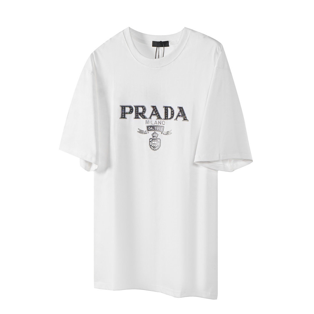 Prada Embroidered Logo White