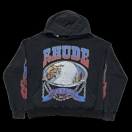 RHUDE Bike Rally Hoodie 2023 Black Hoodie