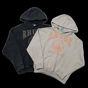 Rhude Hoodie Faded Black Beige Hoodies